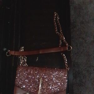 Brown and Gold Glitter Women's Handbag